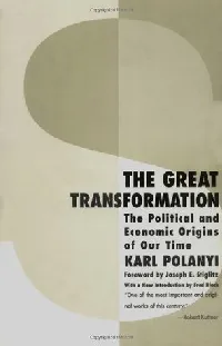 The Great Transformation: The Political and Economic Origins of Our Time