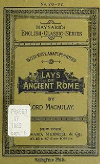Lays of ancient Rome