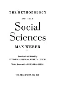The Methodology of the Social Sciences