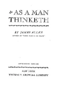 As a man thinketh