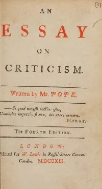 Essay on criticism