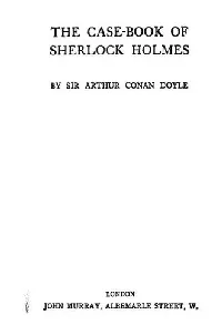 The Case-Book of Sherlock Holmes